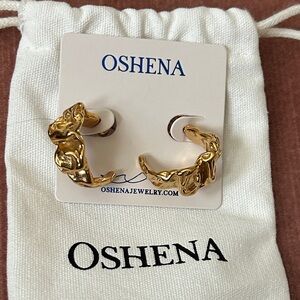 Oshena beachwear‎ Gold Textured Hoop Earrings